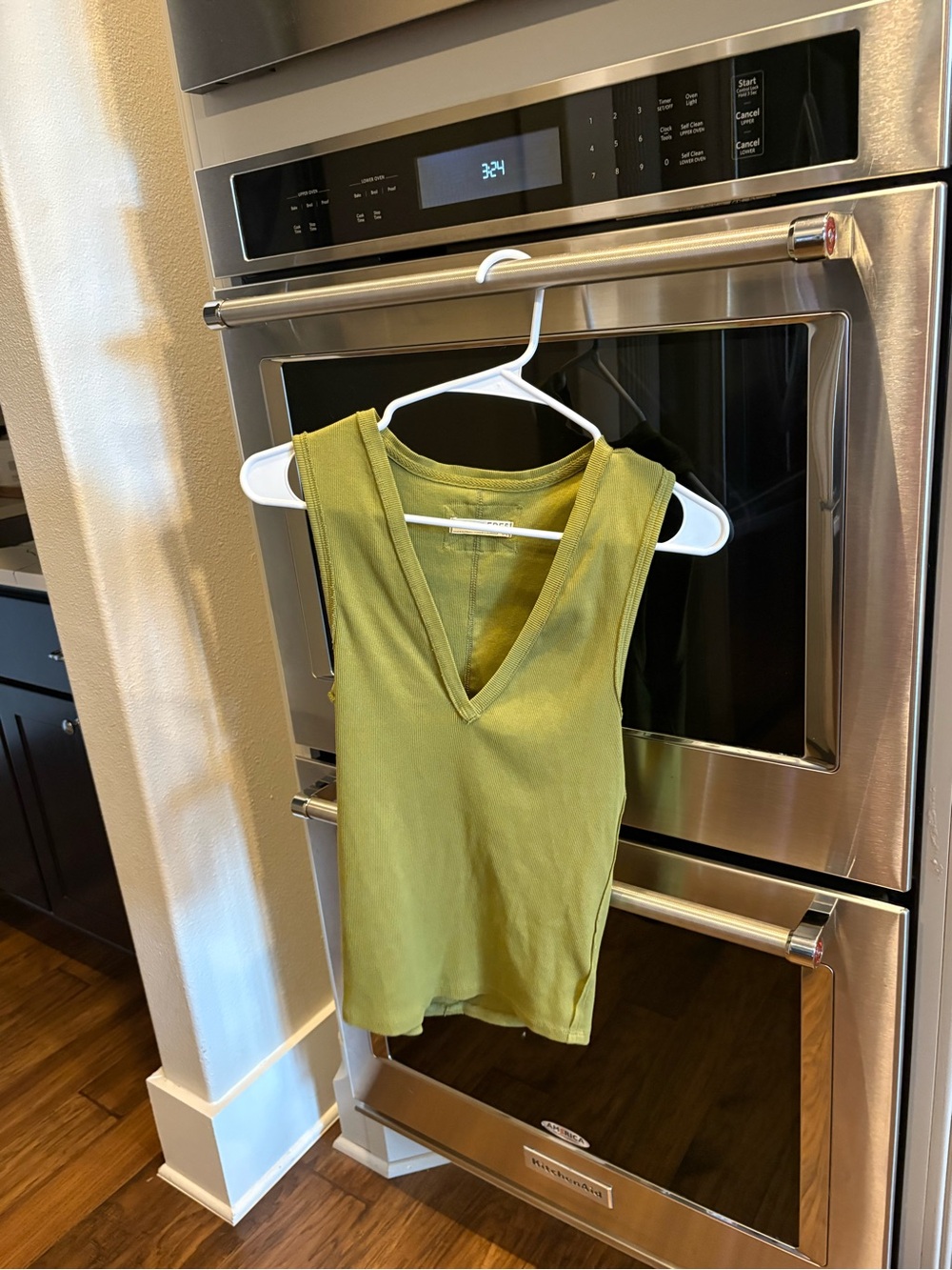 Free People Olive Green V-Neck Tank Top